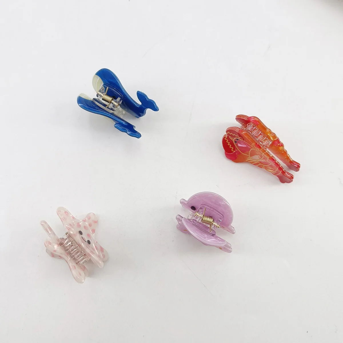 2 قطعة خلات المحيط الحيوان مقاطع الشعر للنساء عدم الانزلاق الصيف الشاطئ اكسسوارات كراب نجم البحر الحوت متعددة حزمة الهدايا