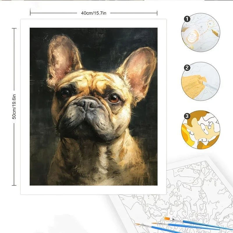 A Digital Painting Kit, Professional Art Use 'French Bulldog Pattern Coloring Decorative Painting' Allows You to Express Your Th
