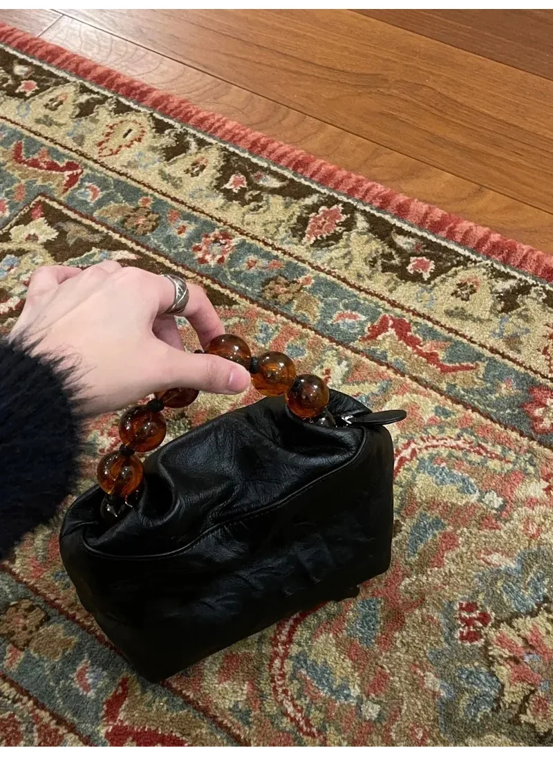 

HIGHREAL Small Beading Crossbody Bags for Women Small PU Leather Female Shoulder Bag Lady Vintage Handbags and Purses