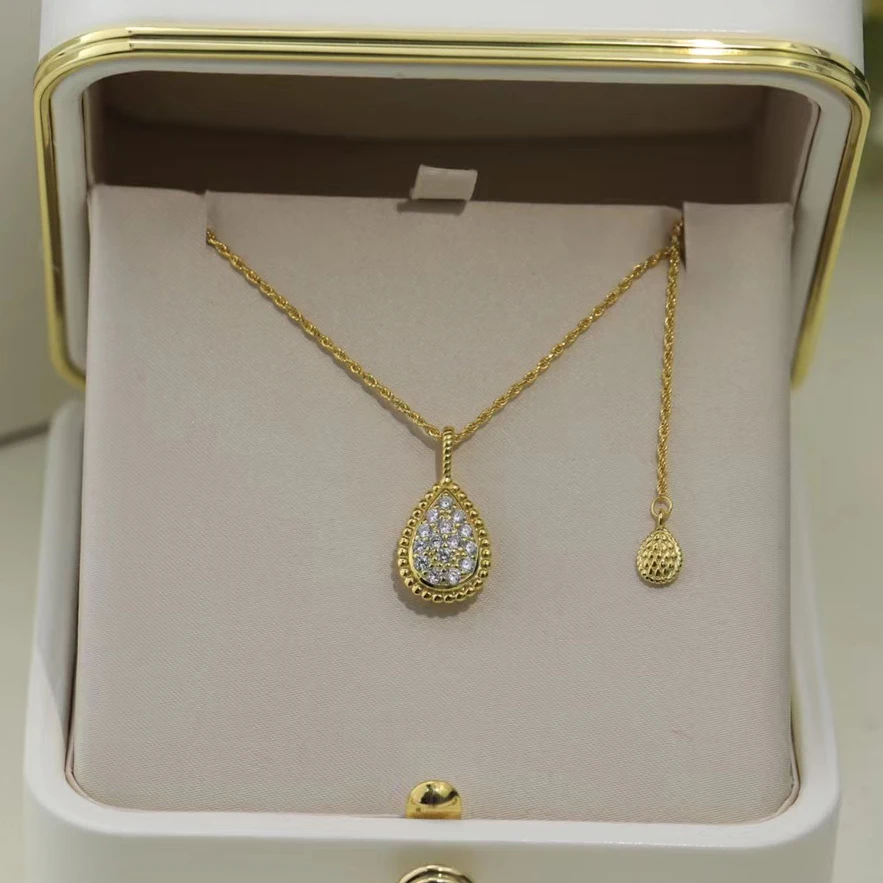 Popular brand 925 Silver Luxury Jewelry Ladies Drop Pendant Sparkle Necklace Party high quality birthday gift