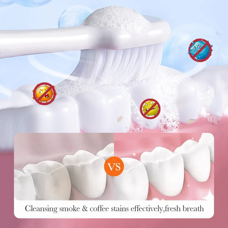 Vitamin C whitening tooth powder removes yellow stains from teeth, deeply cleanses teeth, and provides long-lasting fresh breath