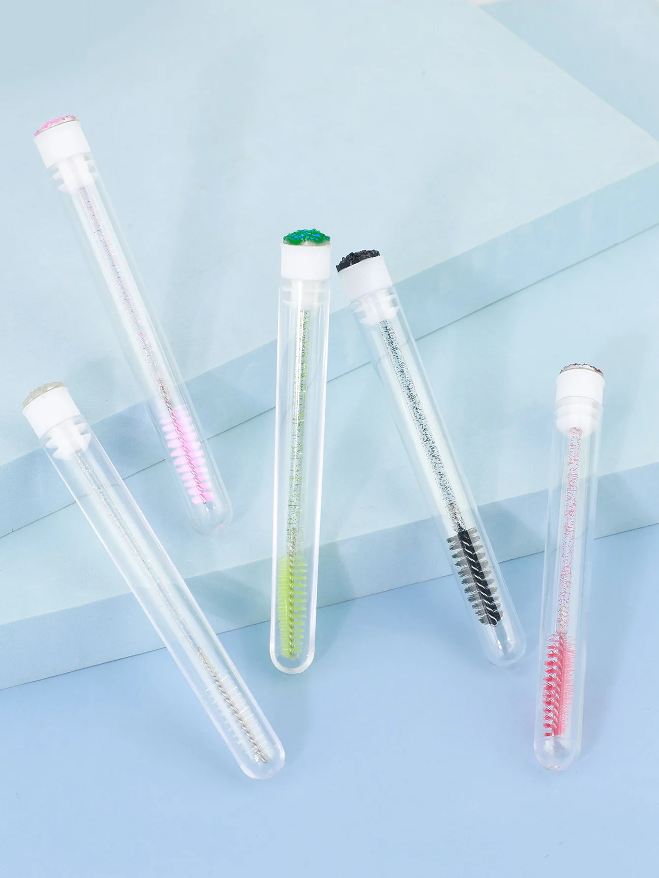 5/10 Stück tragbare Make-up-Mascara-Pinsel mit Bohrschlauch-Installation, Einweg-Mascara-Pinsel mit Kristallstab, Augenbrauen-Curling-Kamm