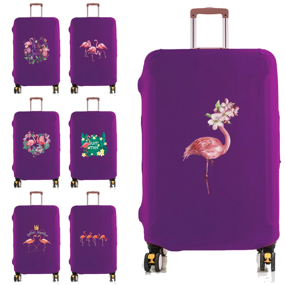 Juste de protection élastique pour valise à roulettes, housse de valise, housse anti-poussière, imprimé flamant rose, accessoires de voyage, 18 \