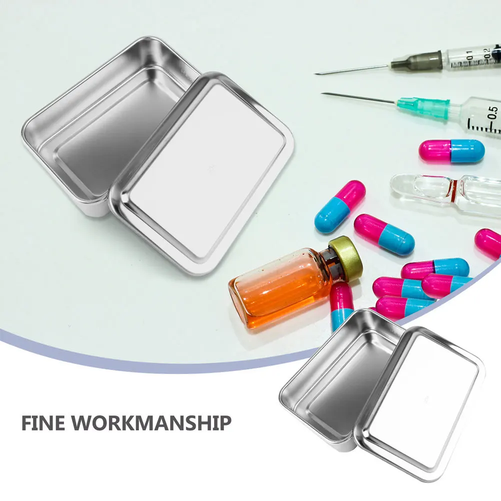 

Stainless Steel Instrument Tray Durable High Temp Resistant Reusable Medical Equipment With Lid For Cotton