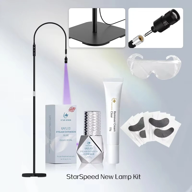 New UV LED Eyelash System Kit UV Eyelash Glue with LED Lash Lamp and Tools Fast Drying Strong Hold Eyelash Kits