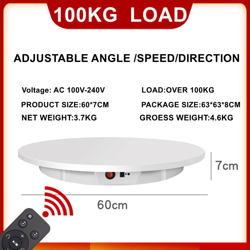 

60CM Remote Control Rotating Stand 360° Panoramic Automatic Electric Turntable 150KG Load Exhibition Rotation