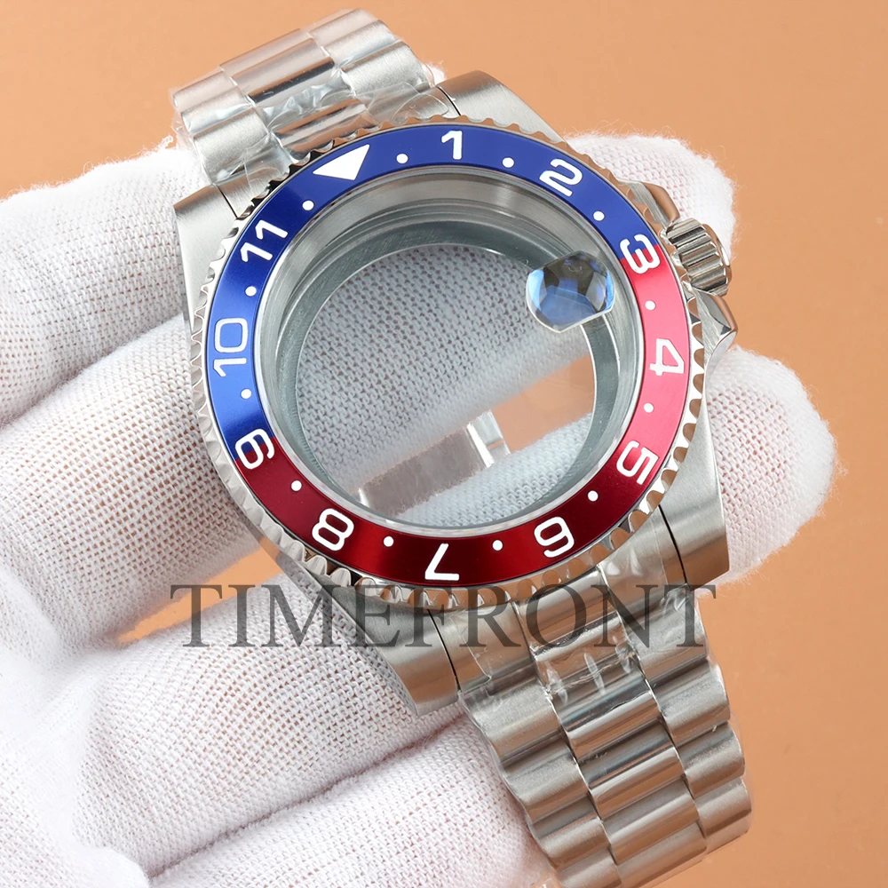 Fit SUB Replacement Accessories 40MM NH35 Silver Watch Case with Presidential Strap For Submariner NH34 NH35 NH36 NH38 Movement