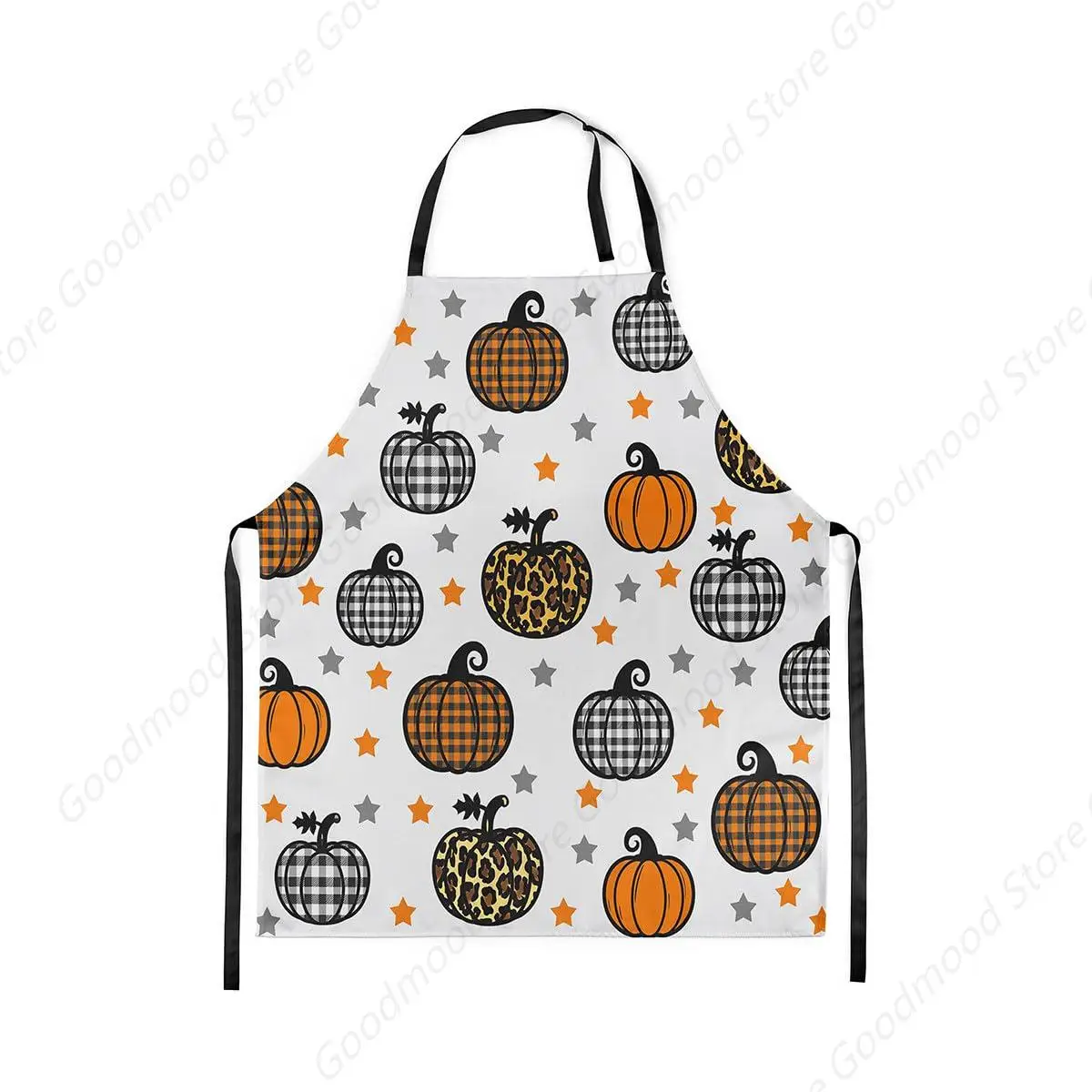 

Cartoon Pumpkin Kitchen Apron Leopard Print Vintage Plaid Pumpkin Waterproof Apron for Adults Orange Gray Decor Style Apron