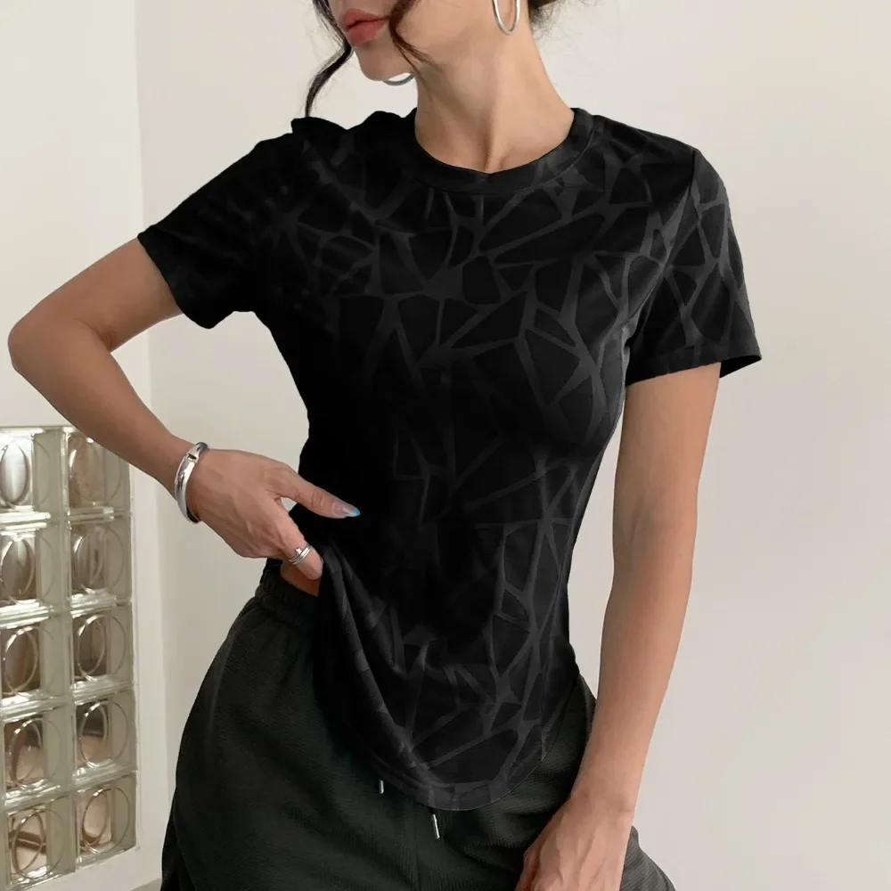 Women Mesh Sheer Slim Fit Workout T-Shirt Solid Pullover Short Sleeve Quick Dry Soft Breathable Flattering Gym Comfy New