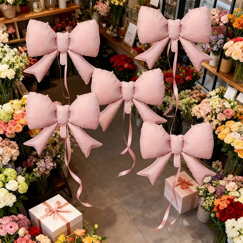 

5pcs Baby Pink Bow Balloon Bow Tie Shaped Foil Balloon for Wedding Anniversary Kids Birthday Party Decoration Girls Baby Shower