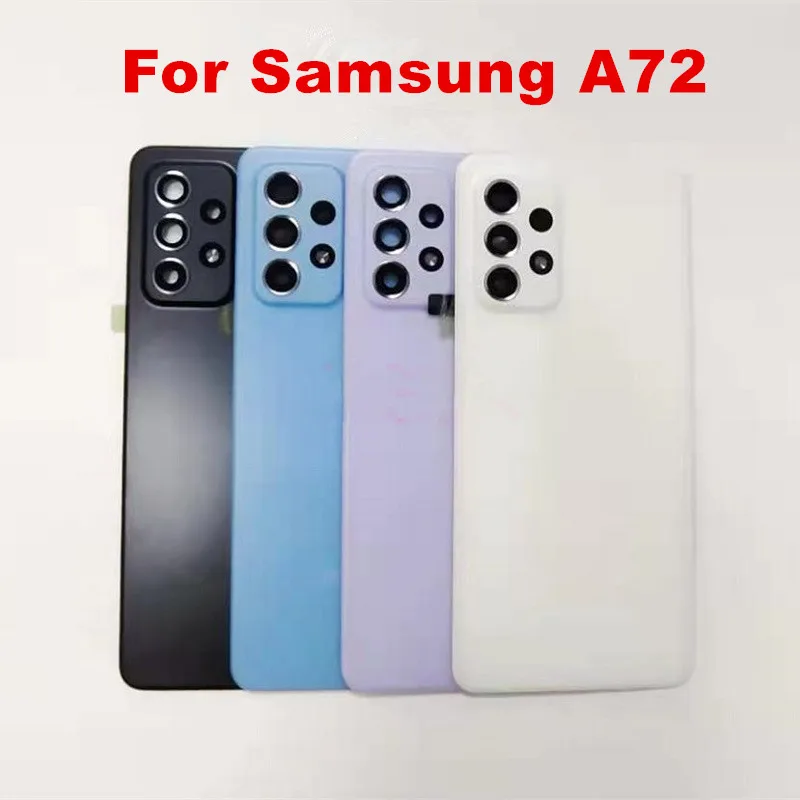 A725 A726 Housing For Samsung Galaxy A72 4G 5G Plastic Battery Back Cover Repair Replace Door Rear Case + Camera Lens