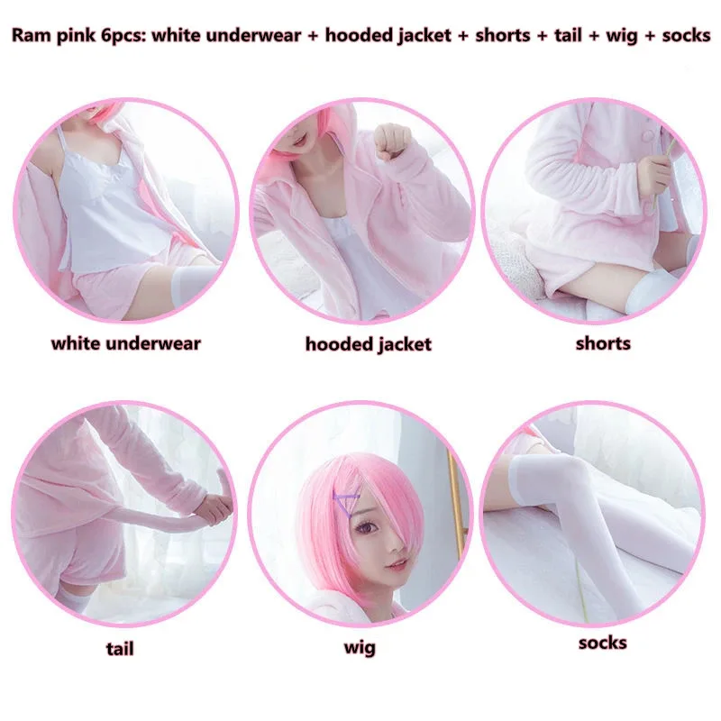 Anime Cosplay Cosplay Re:Life in a different world from zero Cosplay Rem Ram Sexy Cat Ear Ver Costume Women Anime Re zero P 72th view 6