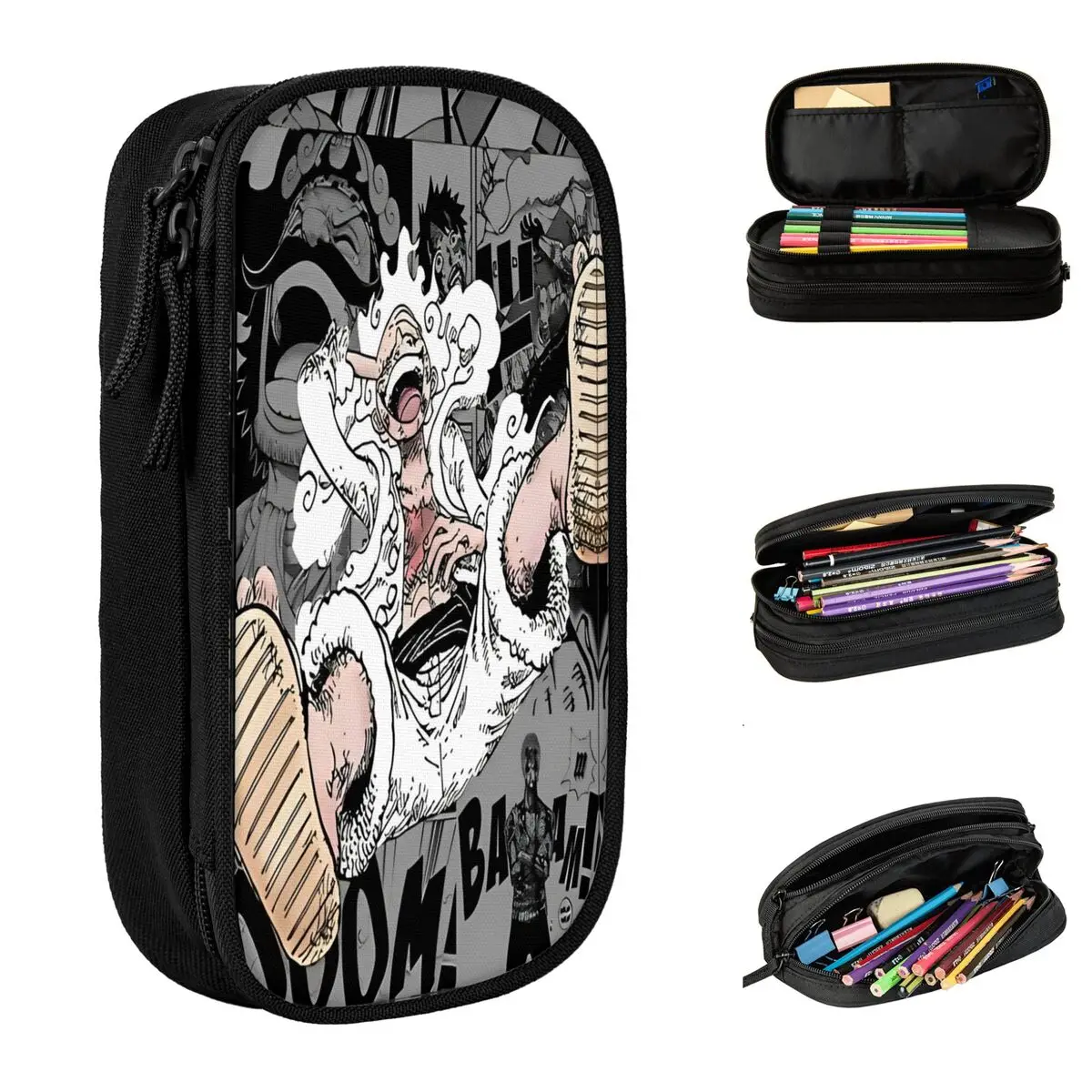 Luffy Gear Casos de lápis de uma peça linda bolsa de caneta menina menino grande capacidade estudantes presentes escolares estojos de lápis
