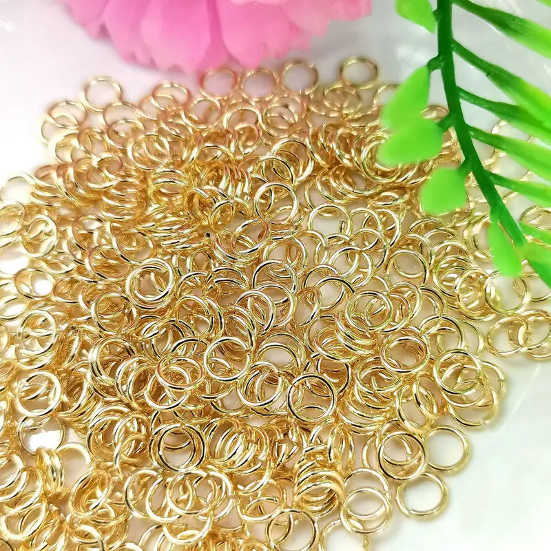 100PCS  Wholesale 14k Gold Color Plated Brass 0.5mm 0.6mm 0.7mm Open Jump Rings for Jewelry Making Metal Ring DIY Fittings