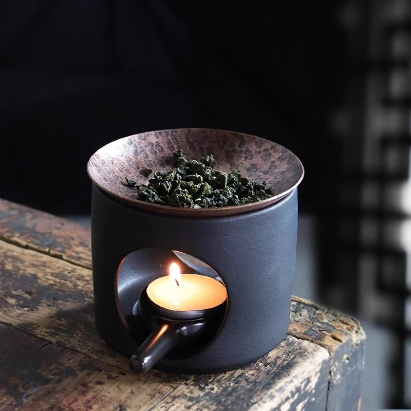 Copper roasted tea tray, wake-up tea, warm tea stove, coffee cedar incense powder, incense stove, fragrance enhancer
