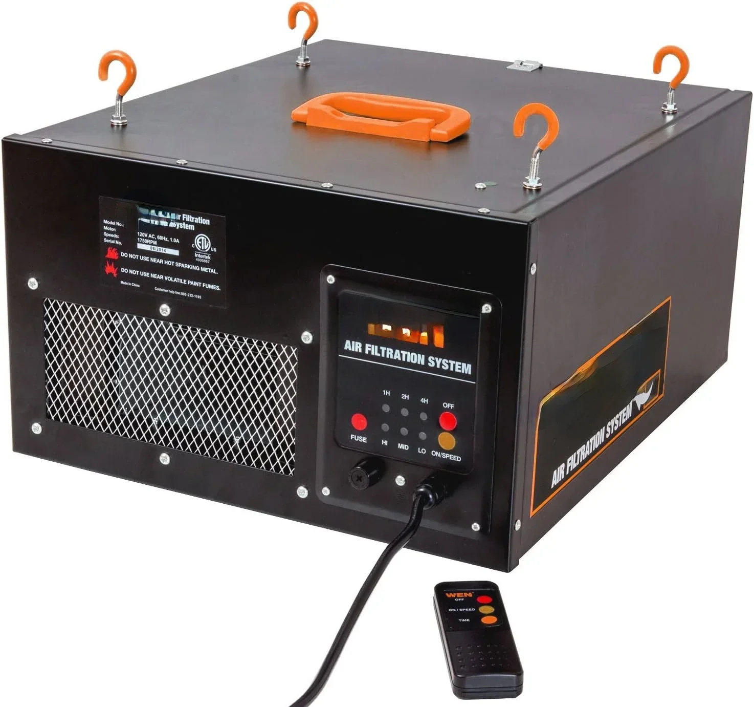 Hot Salse3410 3-Speed Remote-Controlled Air Filtration System (300/350/400 CFM), Basic W/ RF Remote (400 CFM) , Black