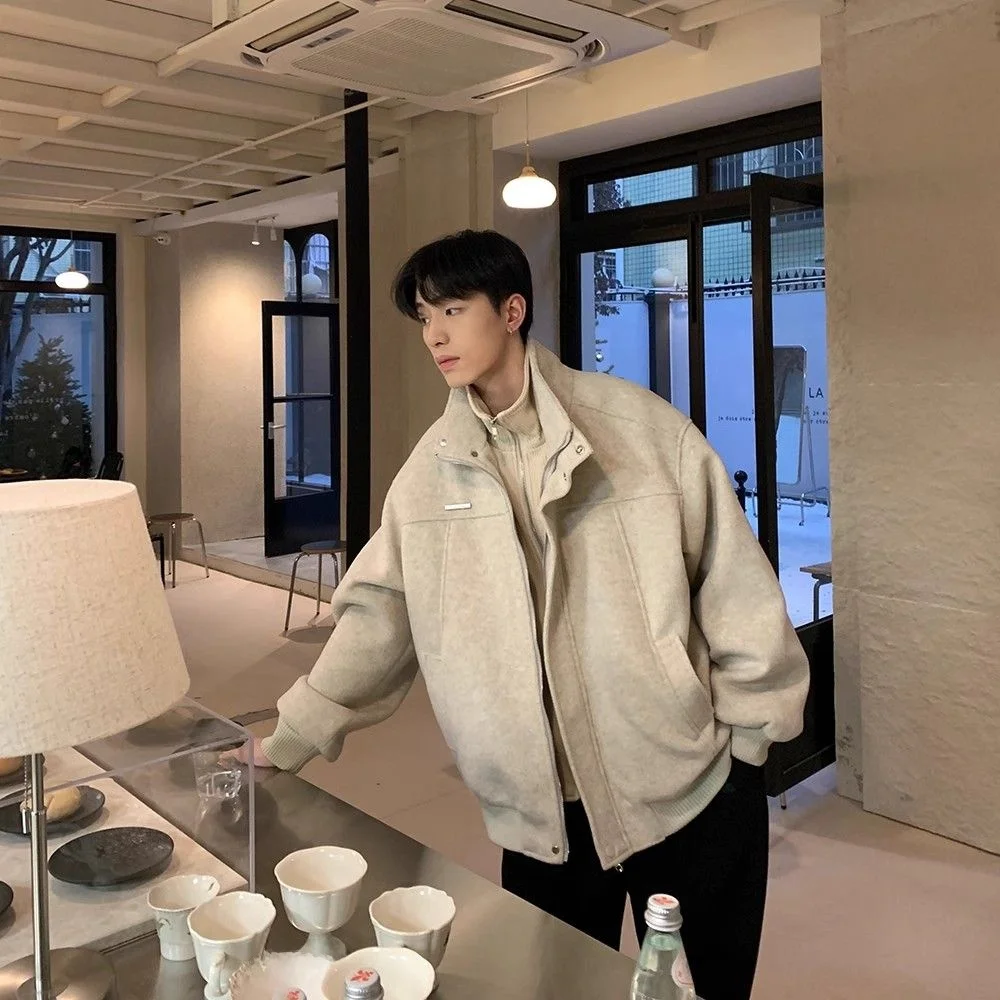 الشتاء الرجال الصوفية Jaet القطن اصطف فضفاضة تناسب الدافئة أعلى العلامة التجارية العصرية الكورية Sle الوقوف الطبعة ort Sve الوقوف طوق #1