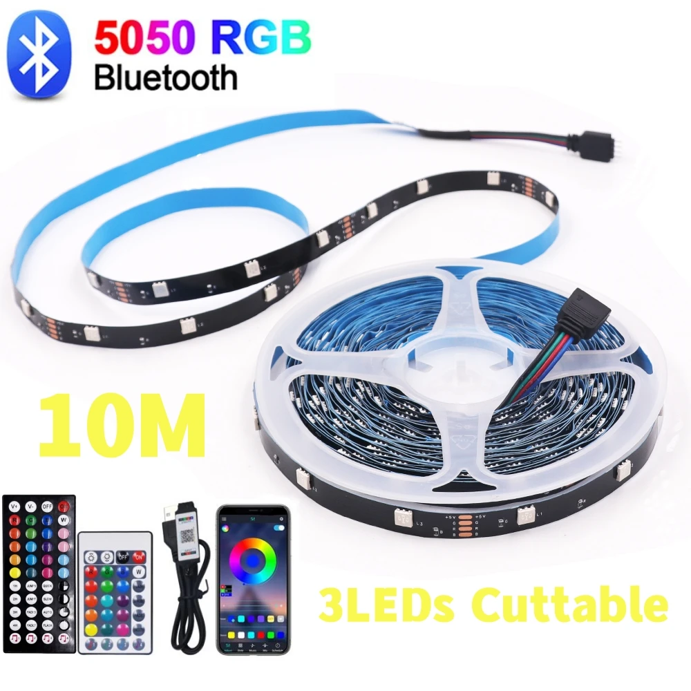 5050 RGB USB LED TV Screen Backlight Strips 28Keys 44Keys Smart Voice Bluetooth APP Flexible 30LEDs/M Tape Diode Ribbon 5M 10M