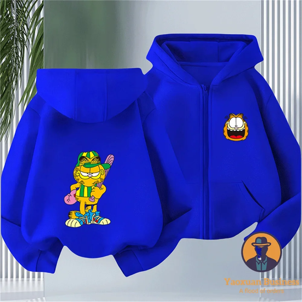 

Fashion Casual Pure Cotton The Garfield Show Cartoon Zipper Two Piece Hoodie Outfit For Boys Girls