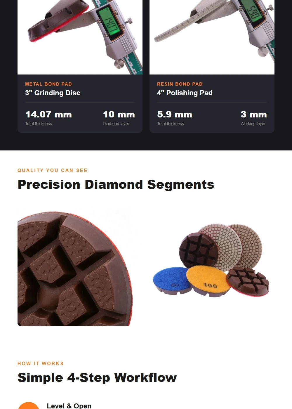 6 Stück Diamant-Trockenpolierpads 3 Zoll # 50- # 400 Metallbindung-Schleifscheibe 4" # 4 # 5 Für Beton, Zement, Terrazzo, Epoxidboden – Detail 4