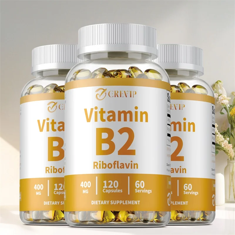 

Vitamin B2 Capsules 400mg - Energy, Skin, and Cellular Health Supplement, Supports The Nervous System, Non-GMO and Gluten-free