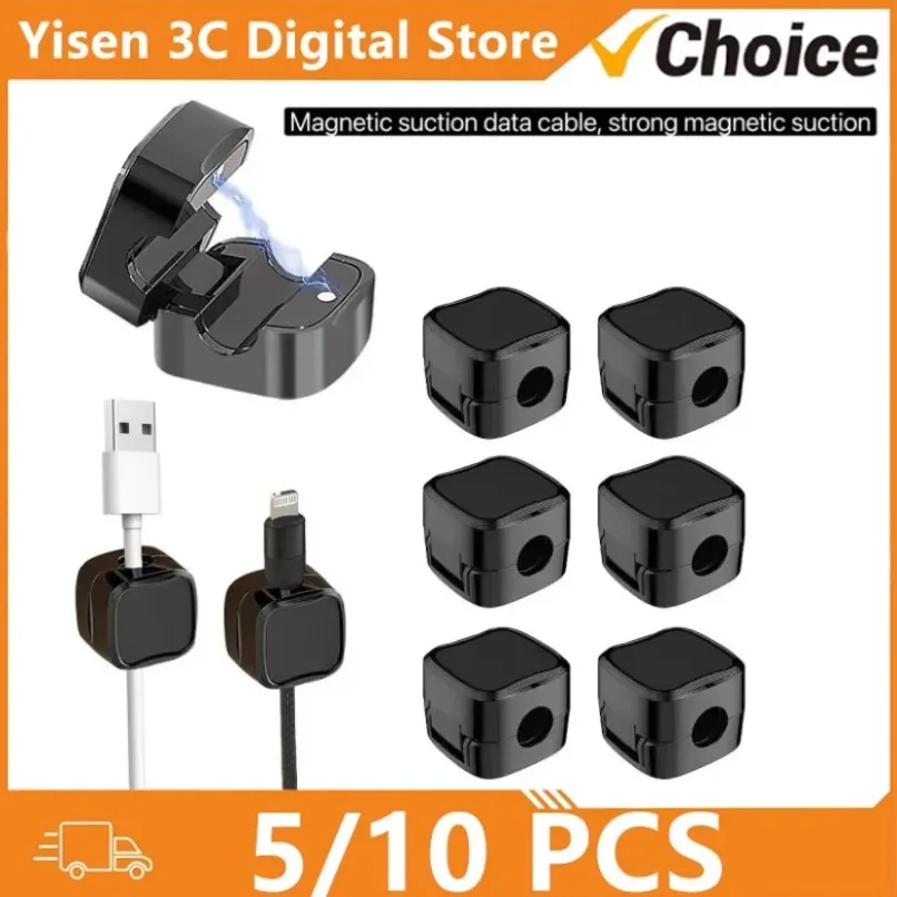 Magnetic Cable Organizer Clips 5 10 Pcs Strong Magnetic Adhesive Cord Holder for USB Charging Data Cable Home Office Desk Use