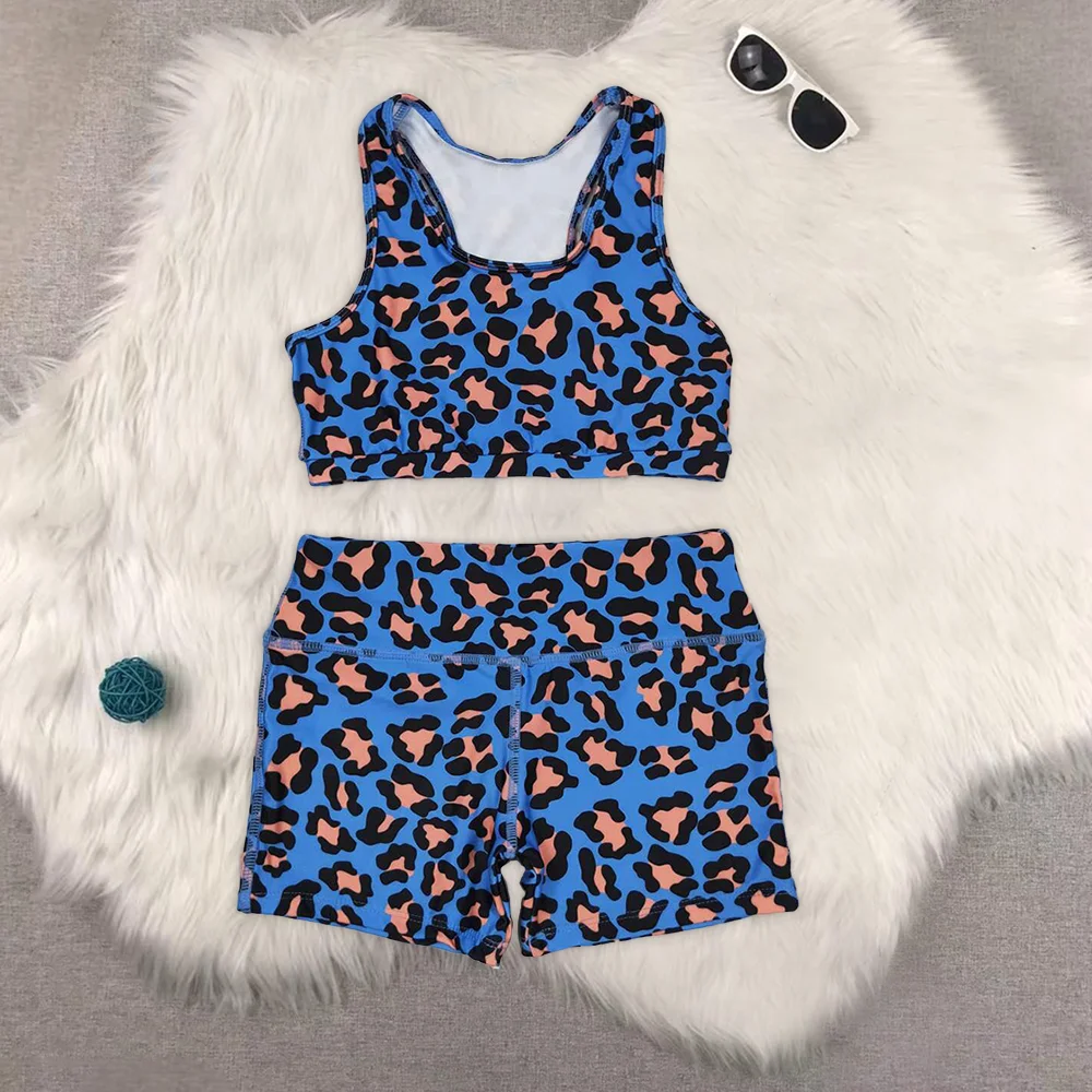 

Baby Girls Blue Leopard Sleeveless Vest Crop Tops