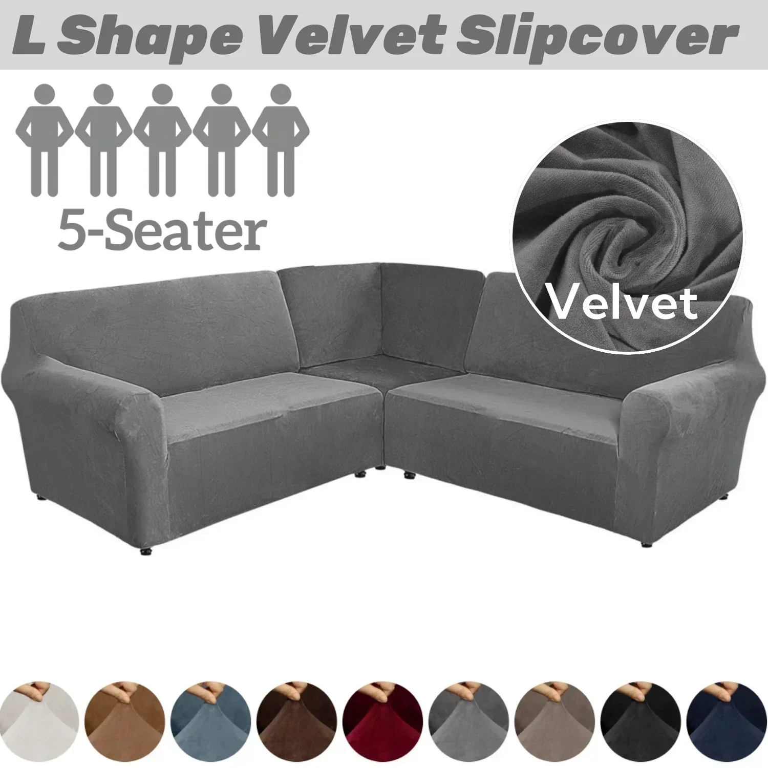 

Velvet 3 Pcs L Shaped Couch Covers Sectional Sofa Corner Sofa Cover Plush Stretch 5 Seater Corner Sofa Slipcover Couch Protector