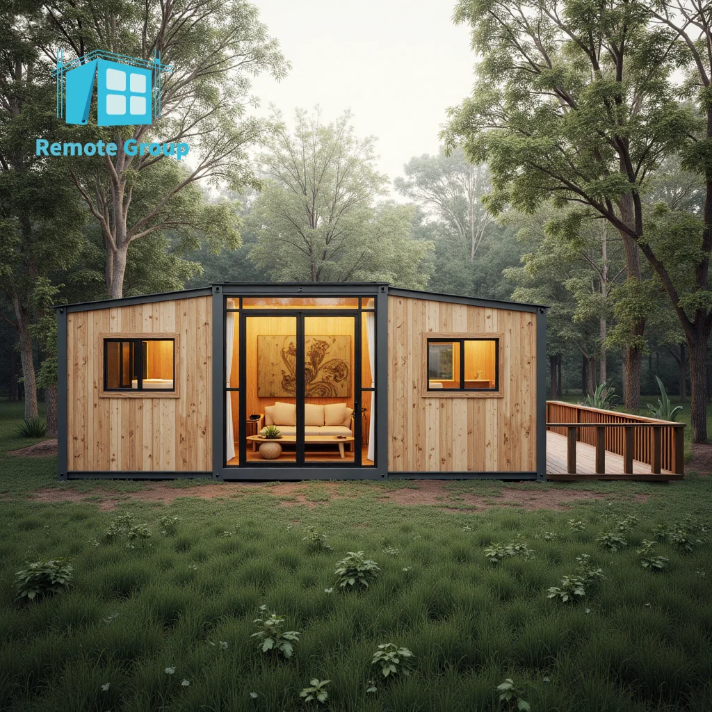 Container House With 1 Living Room 2 Bed Room Solar Panel Collapsible Expandable Folding 20ft 40ft Prefab