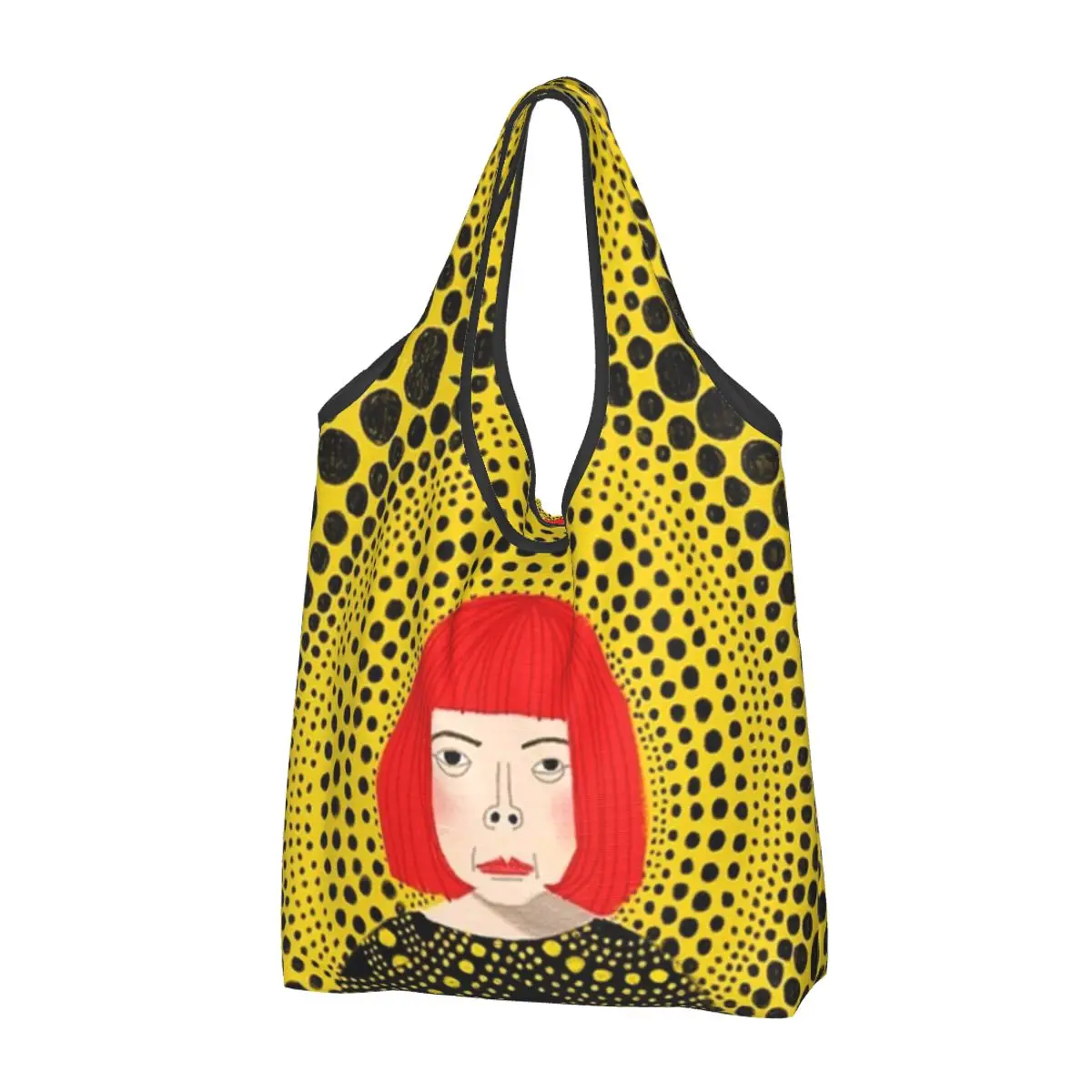 Yayoi Kusama Aesthetic Grocery Shopping Tote Bag Women Cute Pumpkin Art Dots Shoulder Shopper Bag Large Capacity Handbags