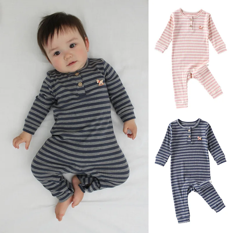 Spring Autumn Baby Romper A-Class Long Sleeve Striped Onesie Unisex Baby Home Crawling Suit Modal Fabric Baby Bodysuit