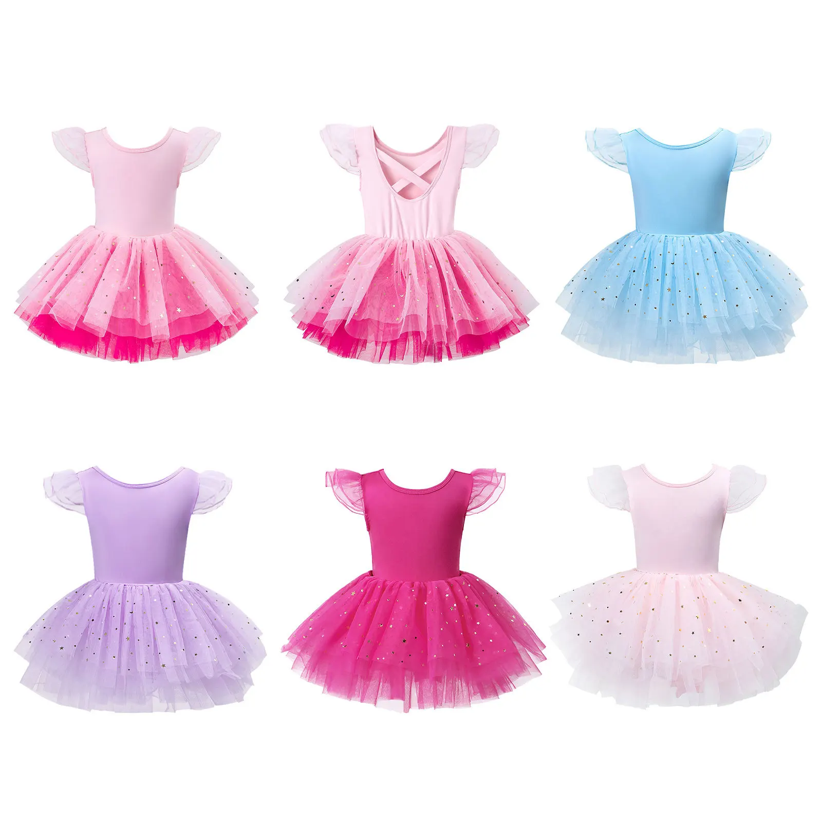 Girls Dress Short-sleeved Dance Clothes Practice Clothes Girls Ballet Autumn Performance Tutu Dresses