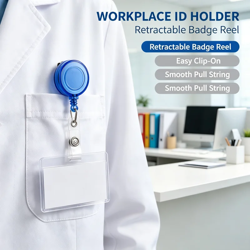 Retractable Badge Reel ID Badge Holder with Belt Clip Portable ID Card Chain for Nurse Doctor Student Office Staff Work