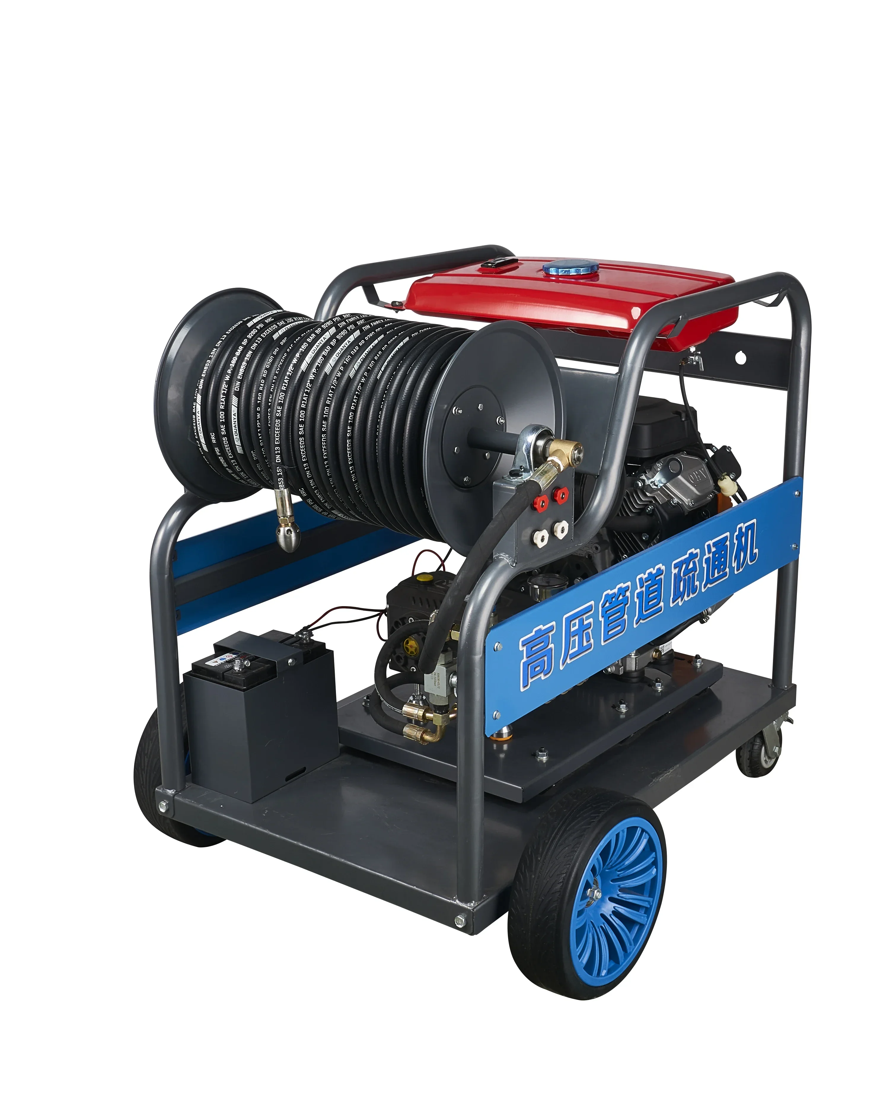 Large sewer drain pipe cleaning machine sewage dredging water jetting machine