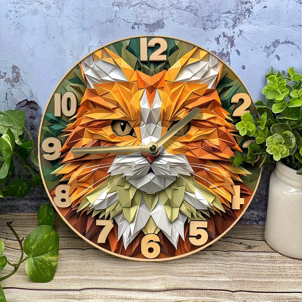 Maine Coon Cat Wall Clock Kit, Silent Movement, DIY Clock with 3D Effects, High-Definition Printing, Includes Clock Movement