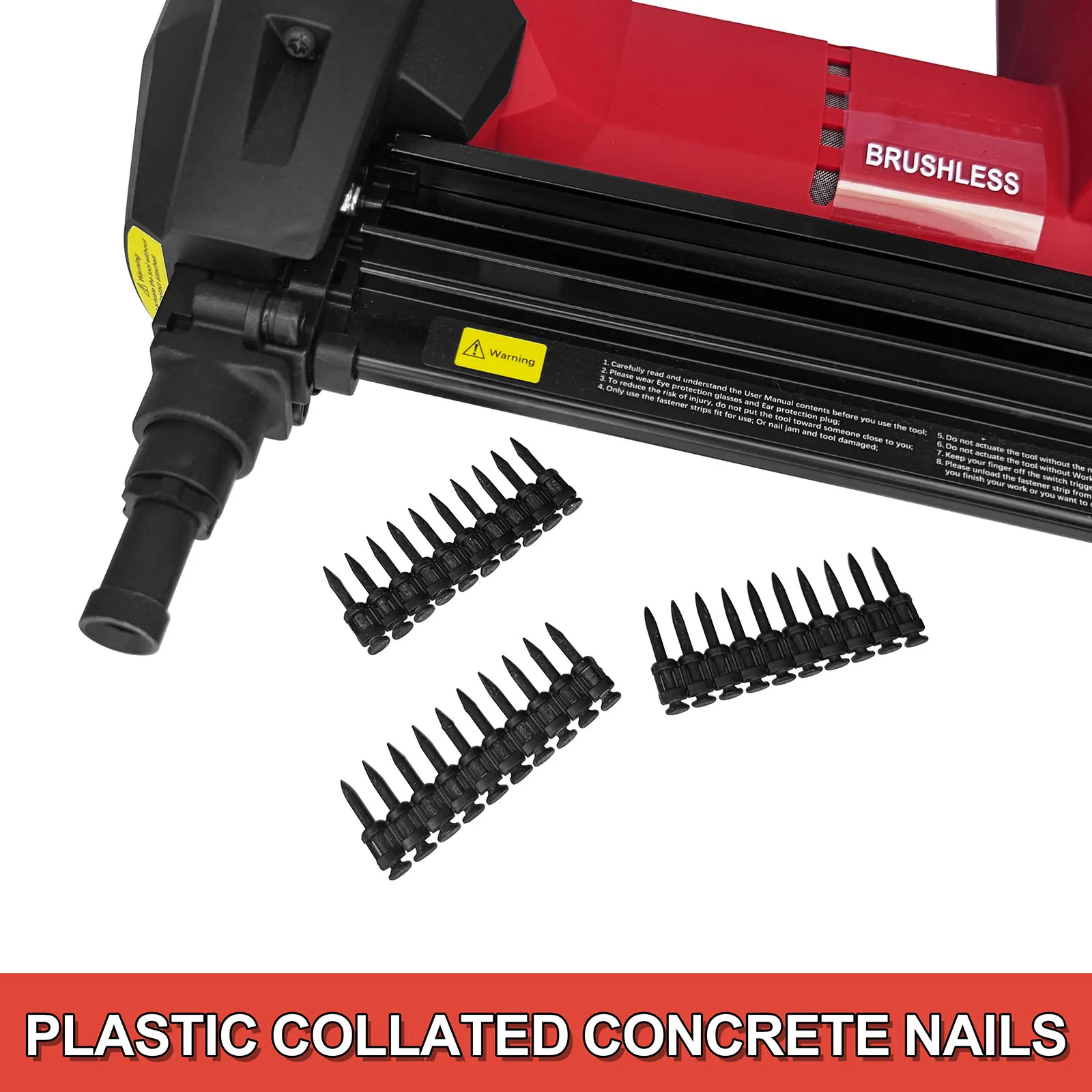Nailtoat tira de aço unhas de concreto 200 peças pinos de acionamento de gás para unhas coladas de plástico de 38mm ferramentas de nailer de concreto
