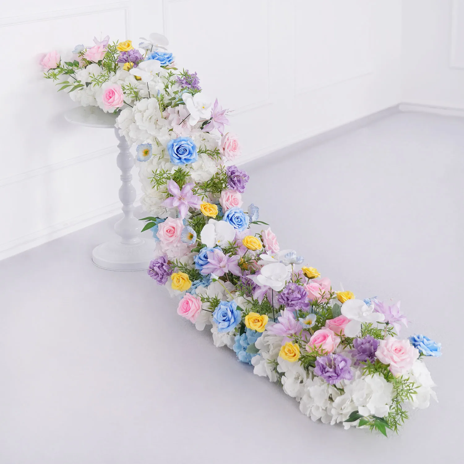 

Uflower 200cm Mix Color Rose Hydrangea Artificial Flower Row Table Centerpiece Wedding Decor Flower Event Backdrop Arch Decor