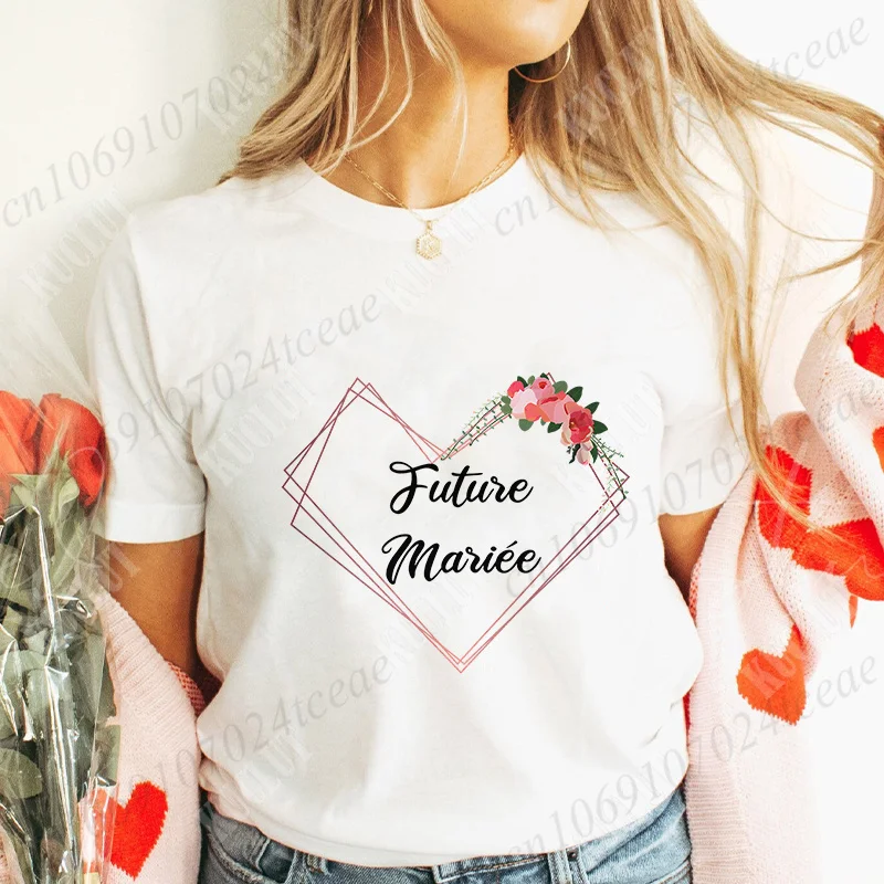 French Girls Single Farewell Bridal Wedding T-shirt Team Future Bride Tops Women Bachelorette EVJF Party Shirt Short Sleeved Tee