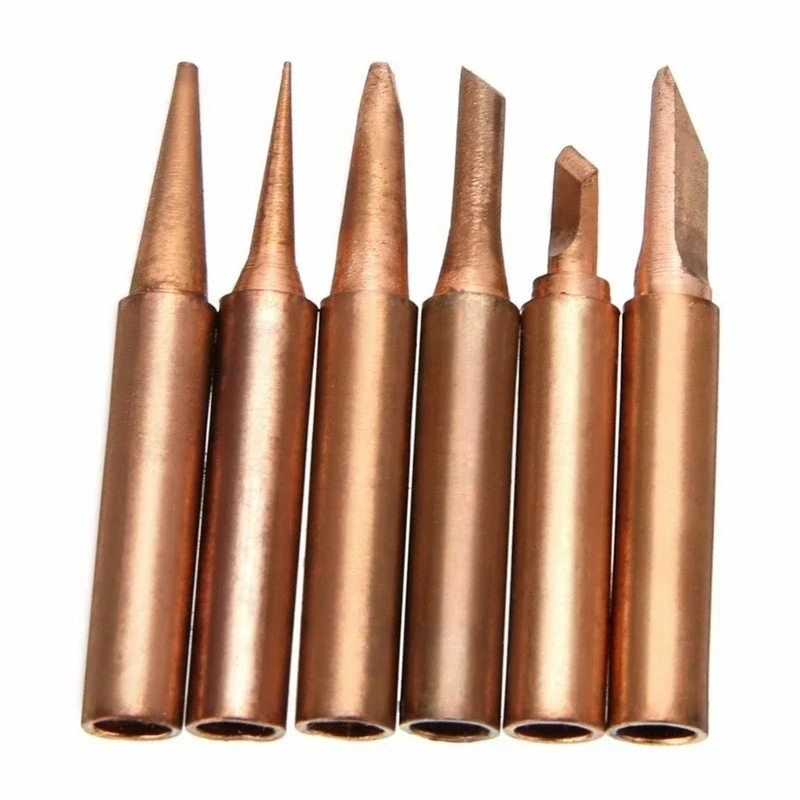 16pcs 900M-T Pure Red Copper Diamagnetic Solder Iron Tips High Quality Lower Temperature Soldering Welding Tools