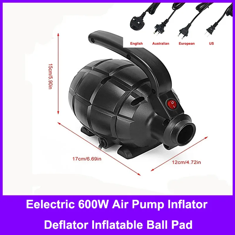 

Eelectric 600W Air Pump Inflator Deflator Inflatable Ball Pad Multi-purpose USA EU ENG AUS Plug