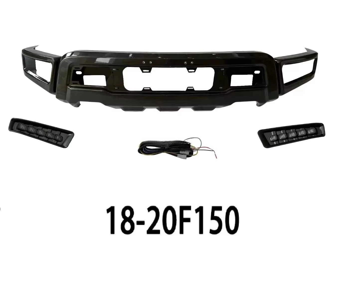 المصد الأمامي المعدل عالي الجودة مع ضوء LED لـ 18-20 لسيارة Ford F150 يتضمن مشابك Bodykit حالة جديدة مخصصة