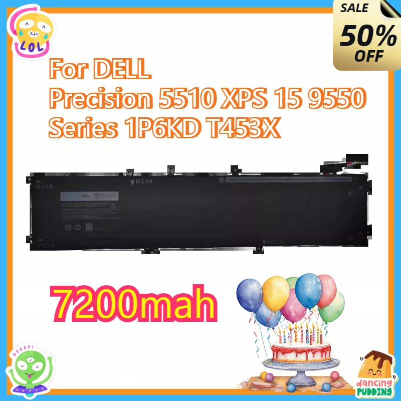 

4GVGH 7200mah High-Quality Laptop Battery for DELL Precision 5510 XPS 15 9550 Series 1P6KD T453X Fast Shipping