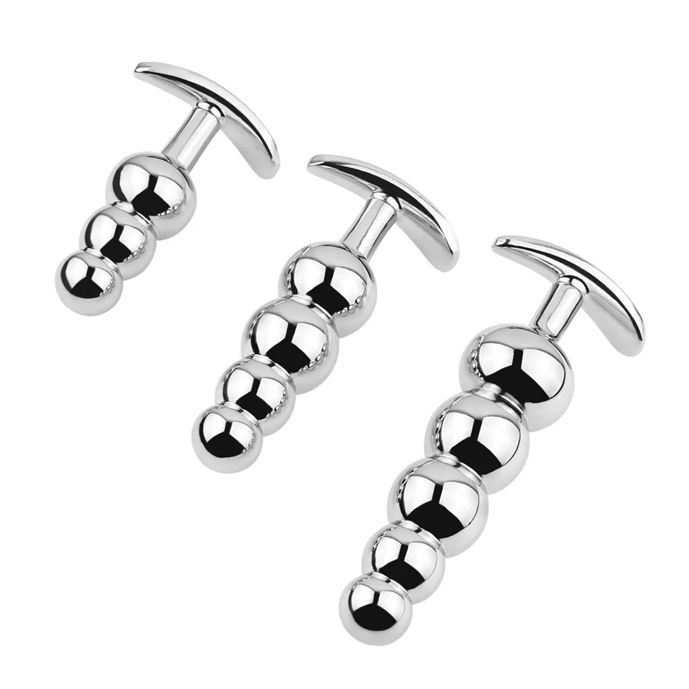 Metal Anal Beads Butt Plug Set Wearable Outerdoor Small Large Anal Plug G Spot Dildo Insert Vagina Anus Sex Toy