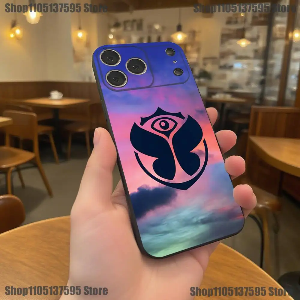 Casing Ponsel Festival Musik Hot Tomorrowland Untuk iPhone 17,16,15,14,13,12,11,Pro,XS,Max,XR,Plus,E,SE4,Mini Hitam Bahan Lembut