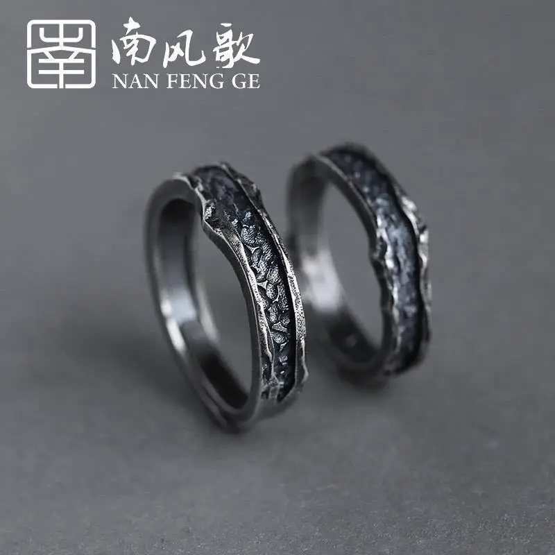 1 Pcs New Trendy Abyss Couple Ring Simple Personality Cold Wind Ring Retro Old Student Men and Women Couple Ring Jewelry Gift