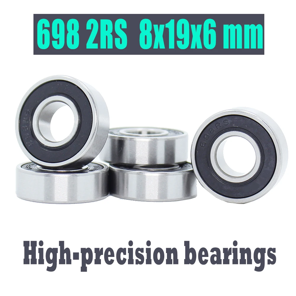 698-2RS Bearing 10PCS 8x19x6 mm Miniature 698RS Ball Bearings 619/8RS Z2V1  698 2RS