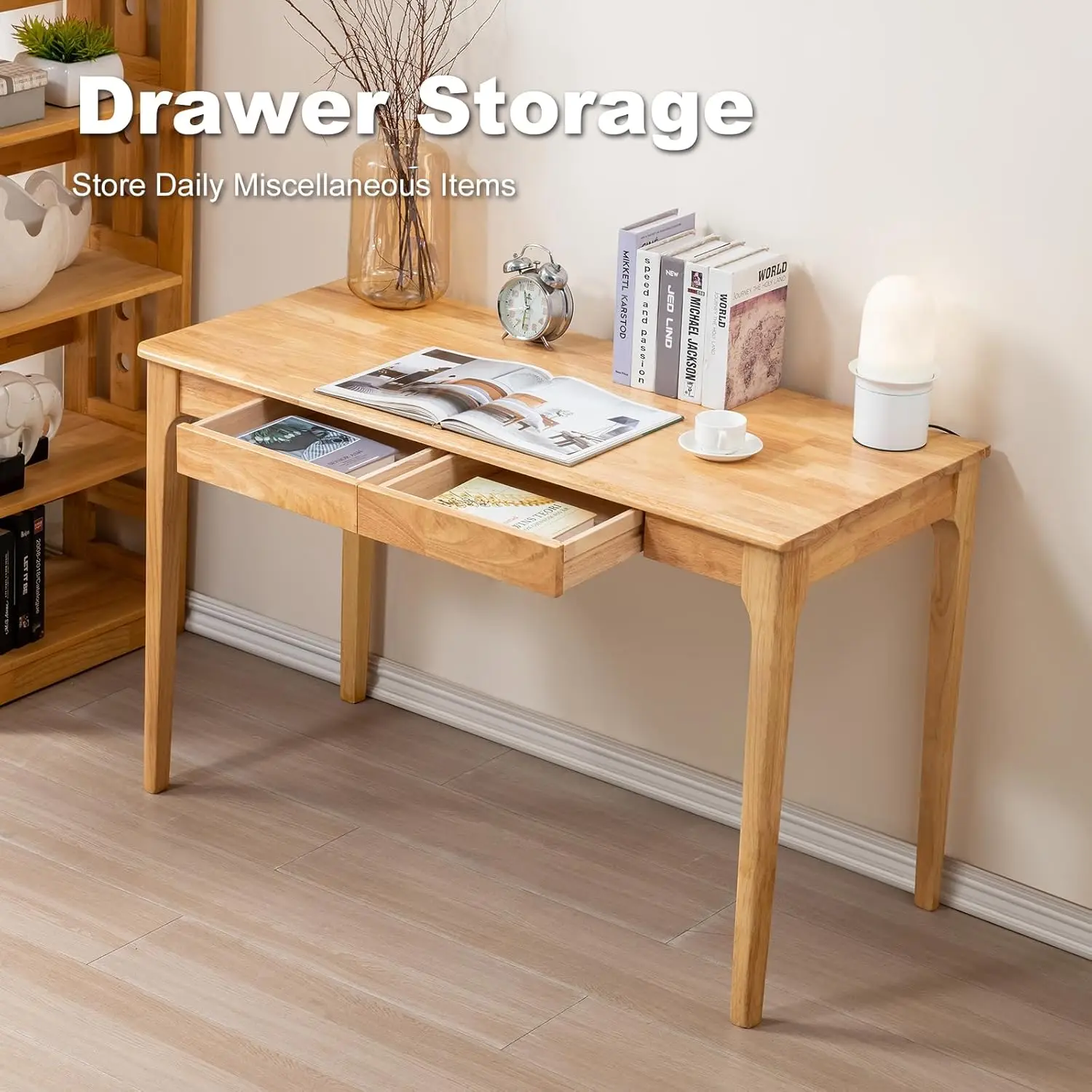 مكتب ألعاب من الخشب الصلب، مكتب كمبيوتر للطلاب مقاس 47 بوصة لغرفة النوم، مكتب منزلي صغير، سهل التجميع (لون الخشب)