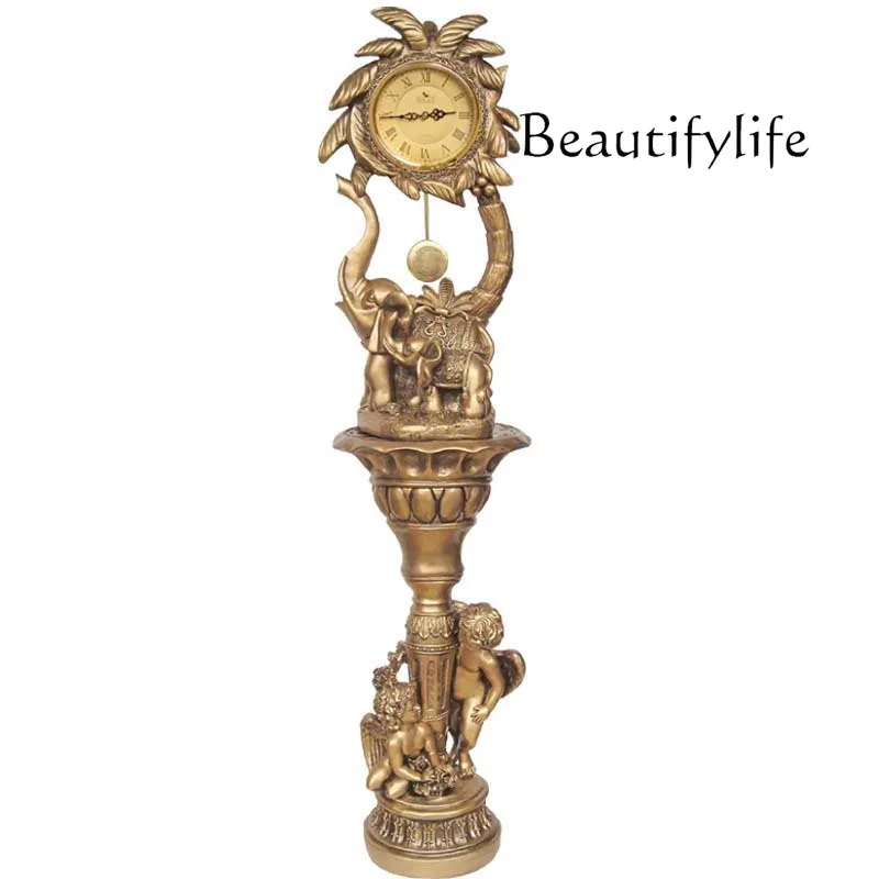 

Living Room the Grandfather Clock European-Style Table Decoration Home Standing Retro Floor Clock Large Size Desk Clock