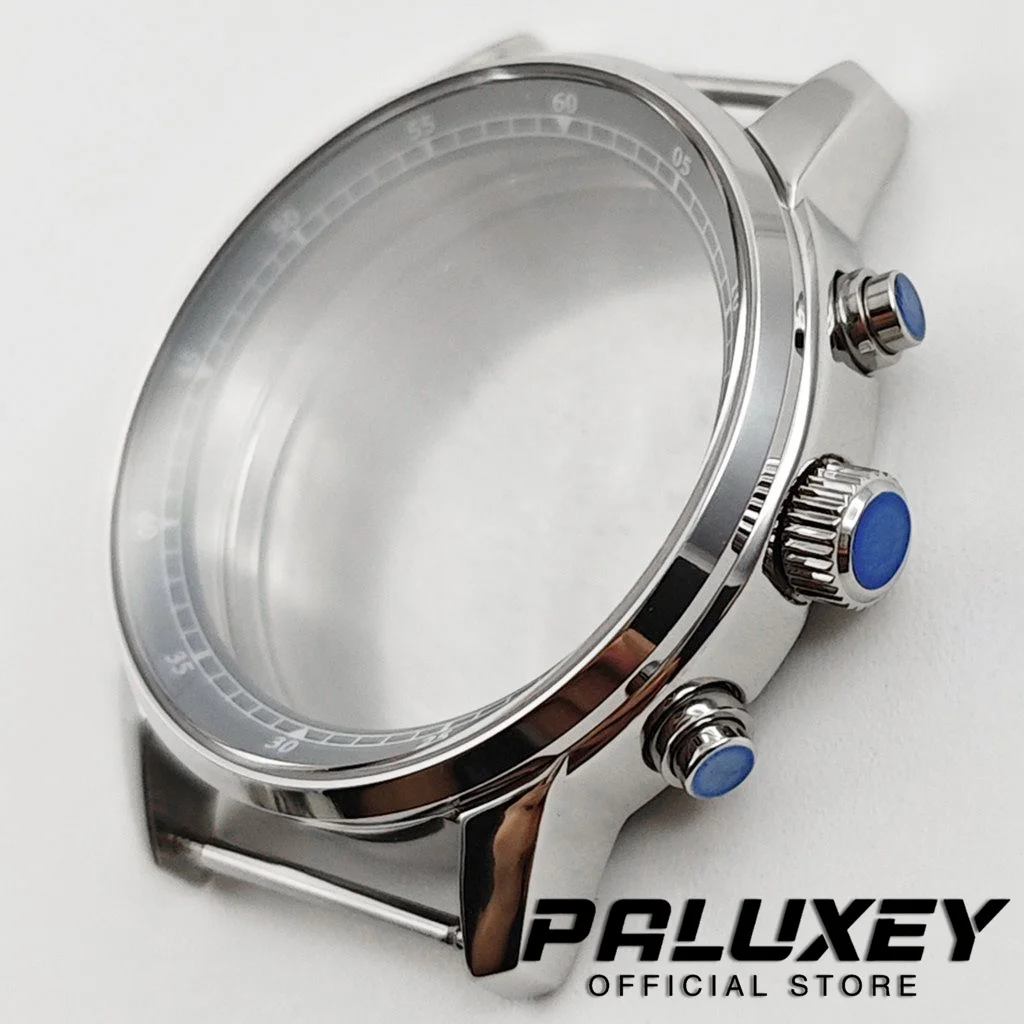 38mm Pilot Chronograph Style Case Sapphire Crystal With Chronograph Pushers Stainless Steel Fit VK63 VK64 Movement Watch Repair