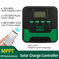 10A/20A/30A/40A/50A/60A MPPT Solar Charge Controller 12V/24V Auto With WiFi Solar Panel Charge Regulator Max PV Input 100VOC